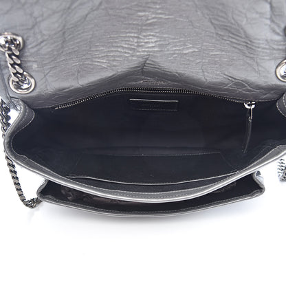 Saint Laurent Crinkled Calfskin Matelasse Monogram Medium Niki Chain Satchel Fog 5 of 12