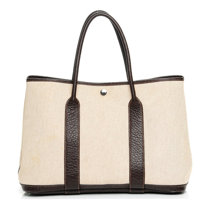 Hermes Toile Buffle Gala Garden Party Tote 36 MM Marron Fonce 1 of 9