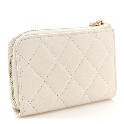 Chanel Caviar Quilted Zipped Key Holder Case White 3 of 9