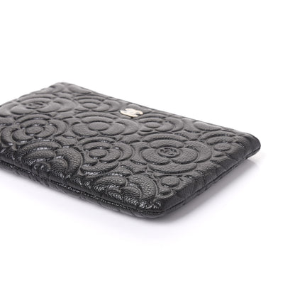 Chanel Caviar Camellia Embossed Cosmetic Pouch Black 6 of 10