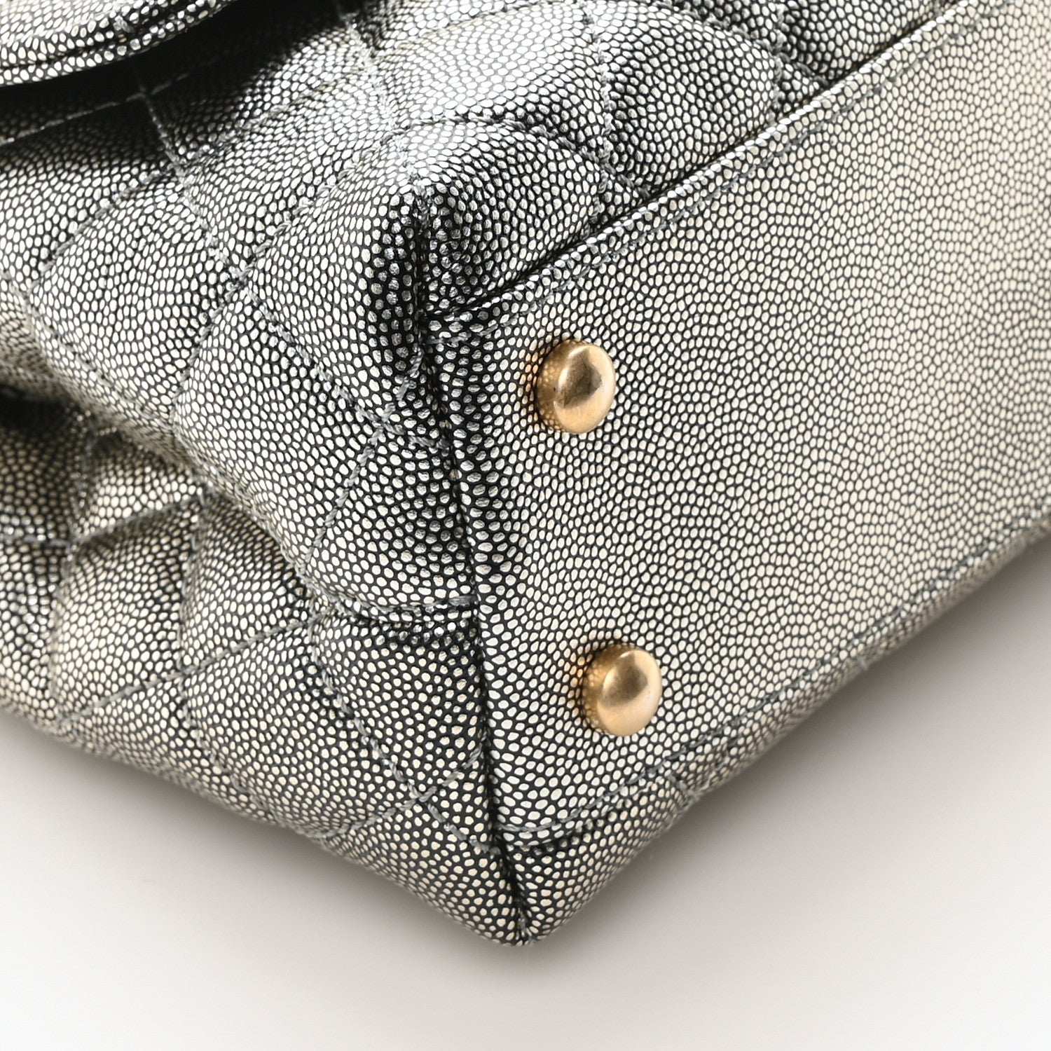 Chanel Metallic Caviar Quilted Mini Coco Handle Flap Silver 9 of 10