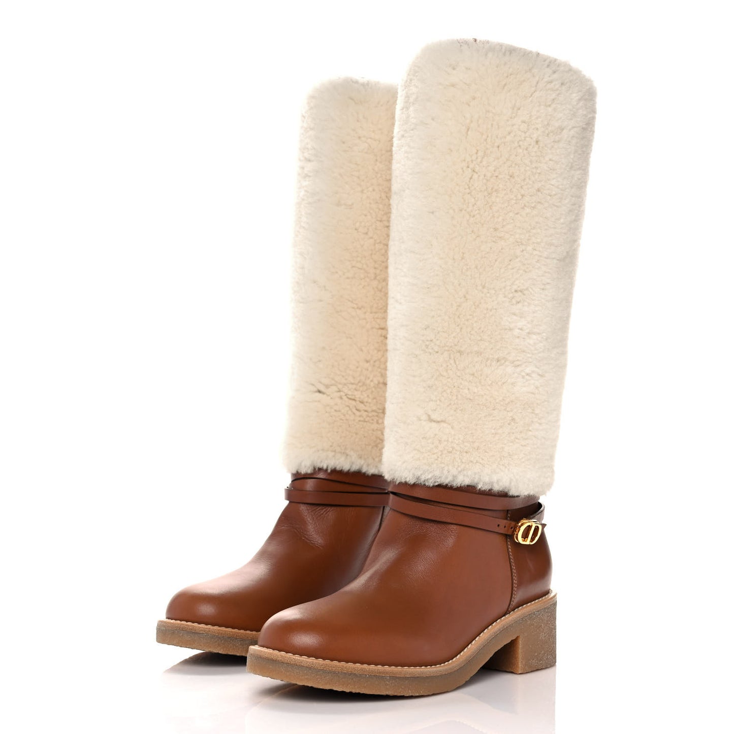 Calfskin Shearling D-Furious Boots 38 Dark Tan