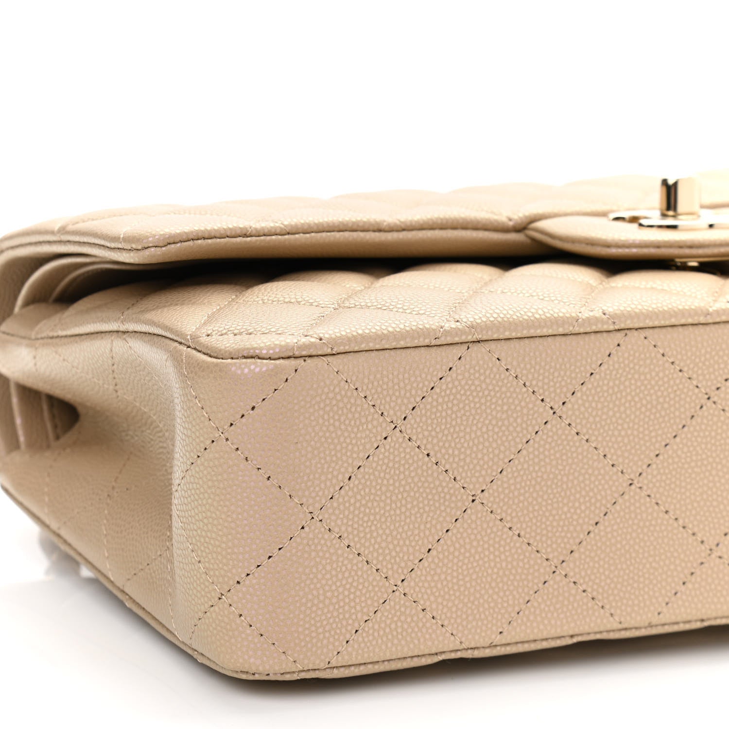 Chanel Iridescent Caviar Quilted Medium Double Flap Dark Beige 9 of 11