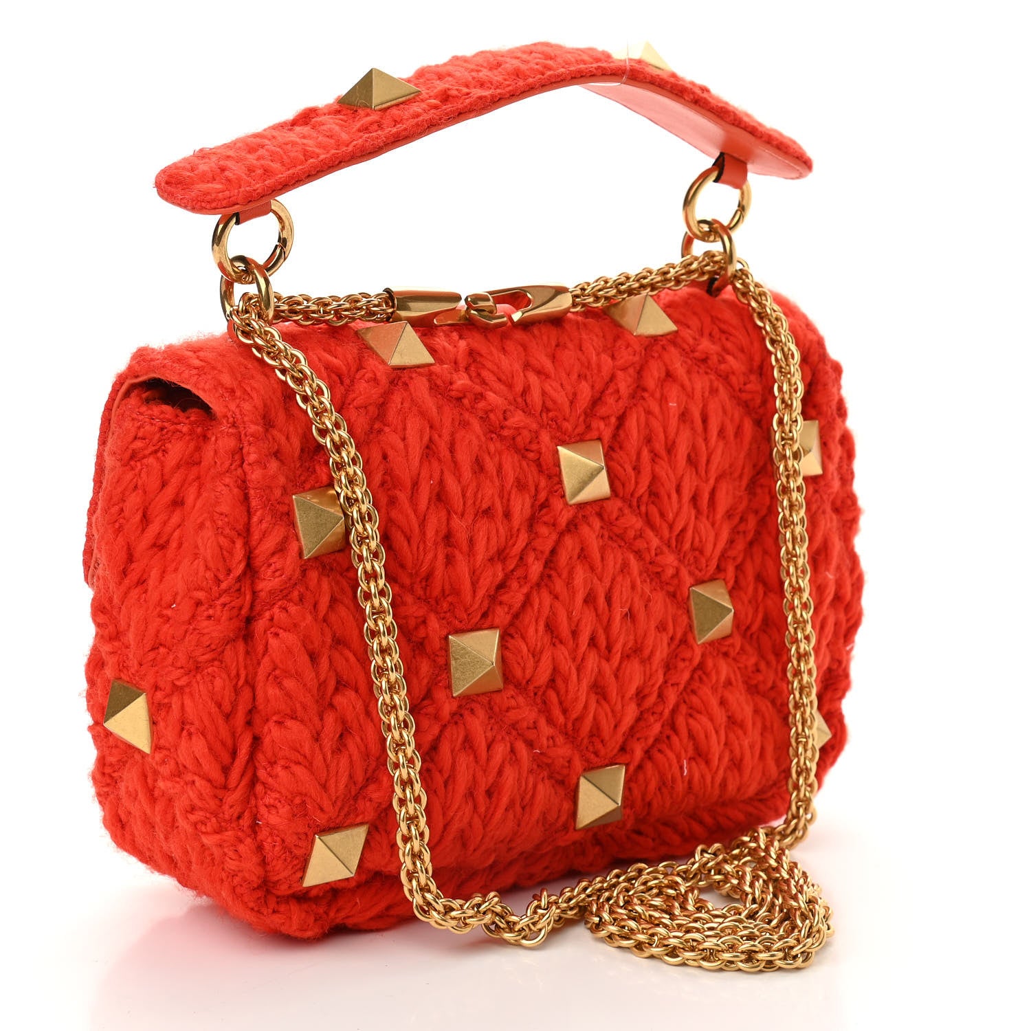 Valentino Garavani Cashmere Medium Roman Stud Shoulder Bag Titian 3 of 8