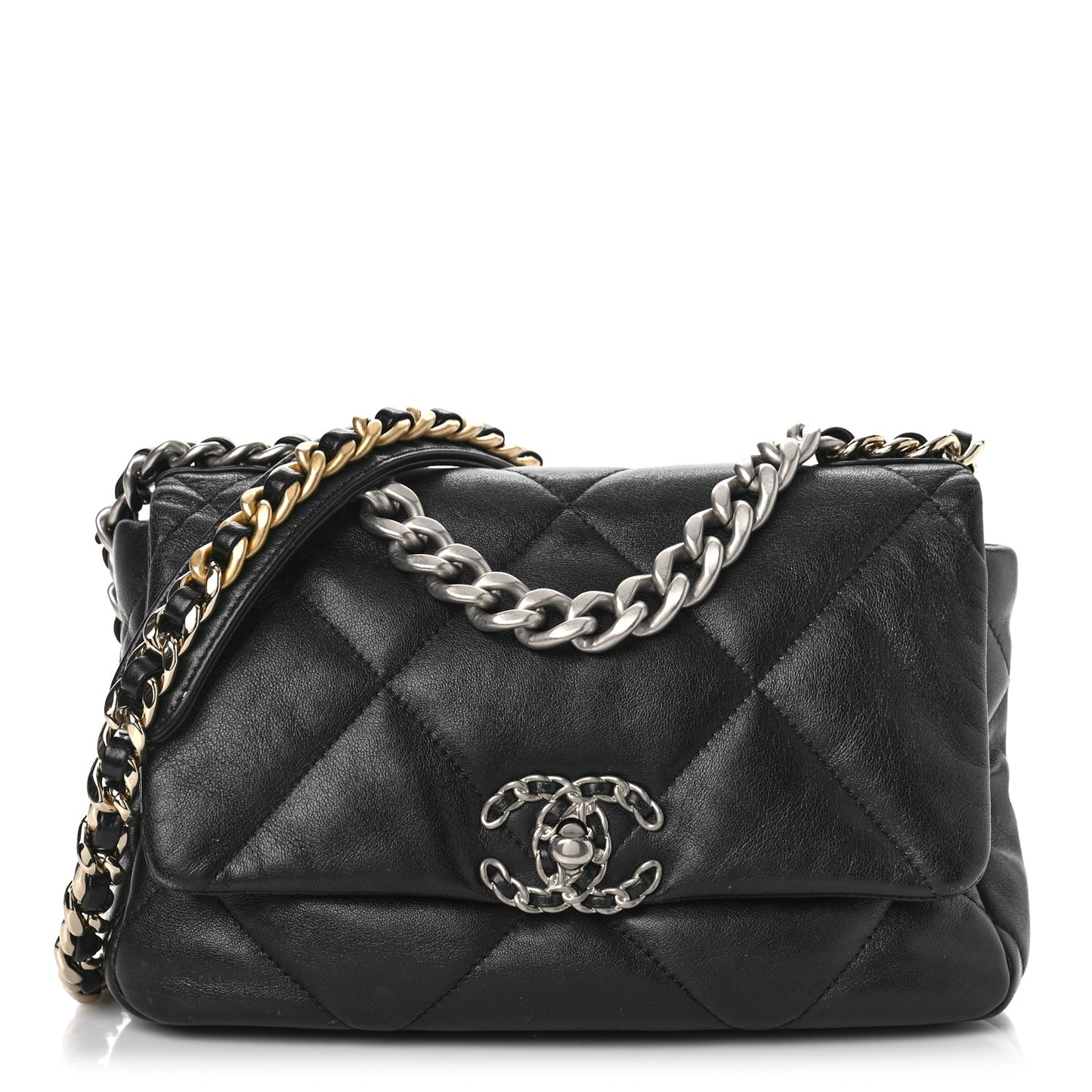 Goatskin Quilted Medium Chanel 19 Flap Black