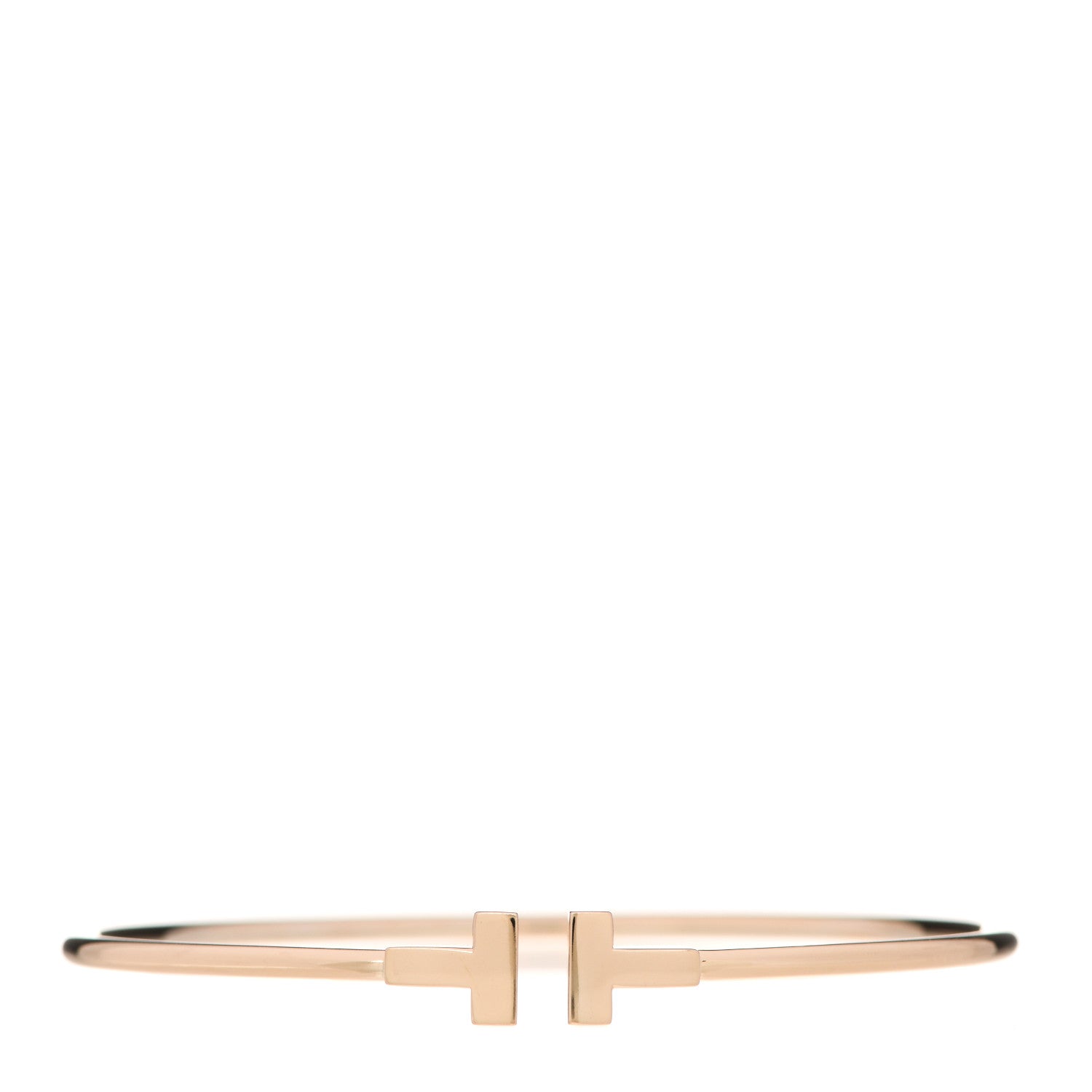 Tiffany 18K Rose Gold Narrow T Wire Bracelet 1 of 4