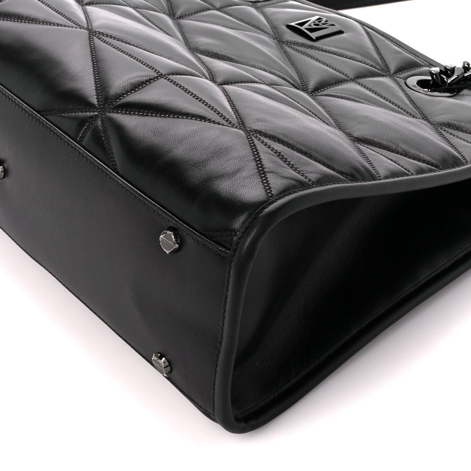 MCM Lambskin Cloud Quilted Large Travia Tote Black 11 of 11