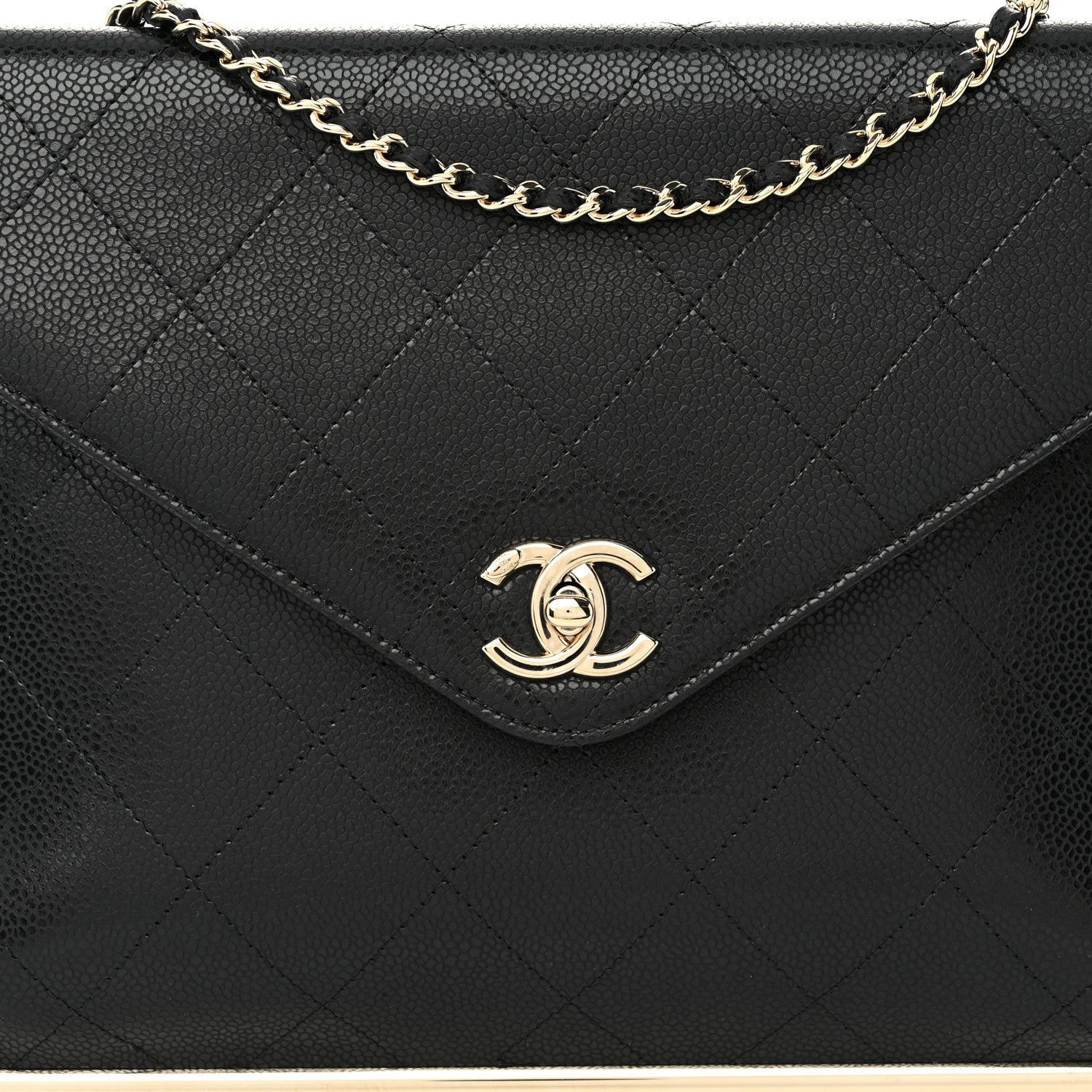 Chanel Grained Calfskin Envelope Clutch With Chain WOC Black 8 of 11