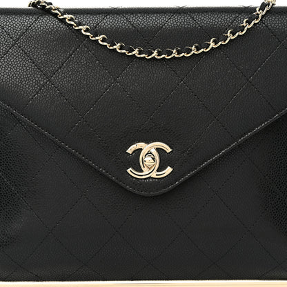 Chanel Grained Calfskin Envelope Clutch With Chain WOC Black 8 of 11
