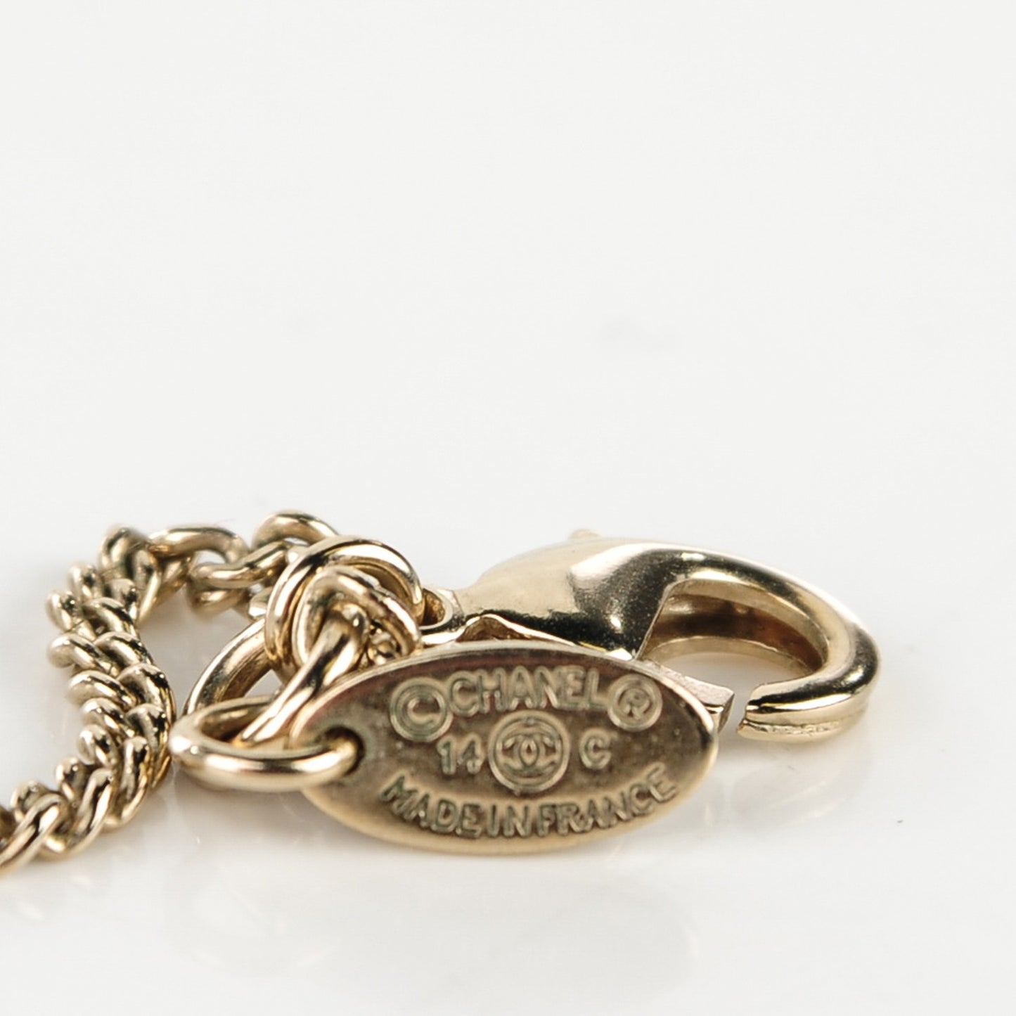 Enamel CC Pearl Drop Necklace Gold