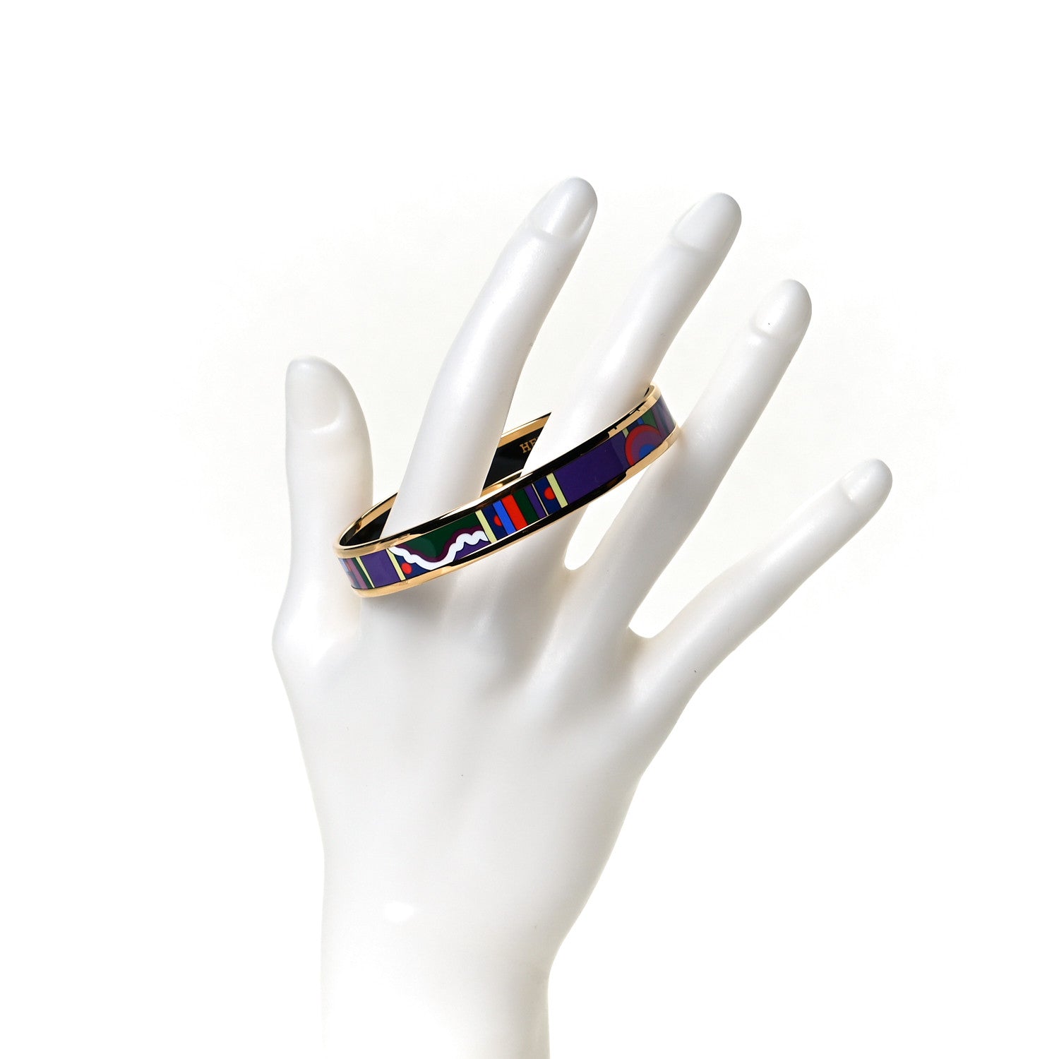 Hermes Enamel Printed Narrow Faubourg Rainbow Bracelet 70 Au Paradis 2 of 5
