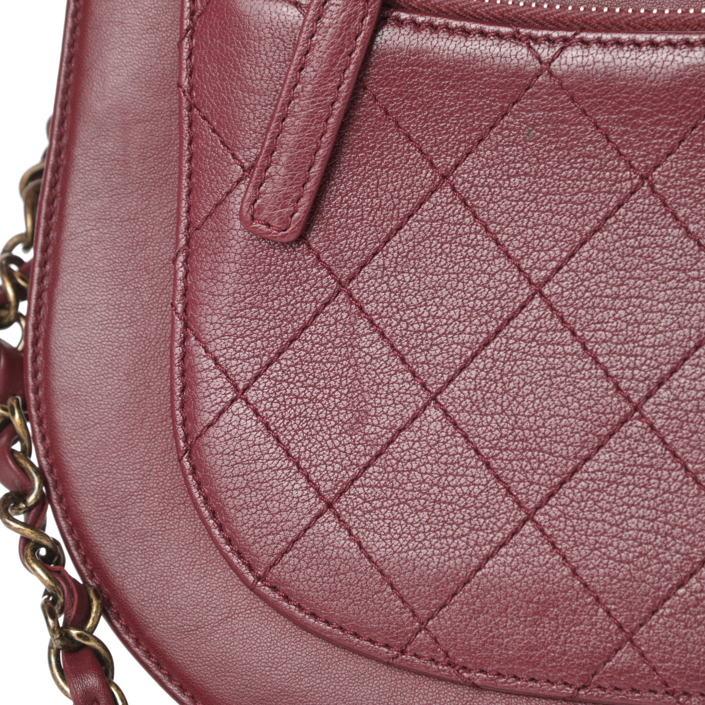 Shiny Calfskin Goatskin Quilted Medium Coco Curve Messenger Flap Burgundy