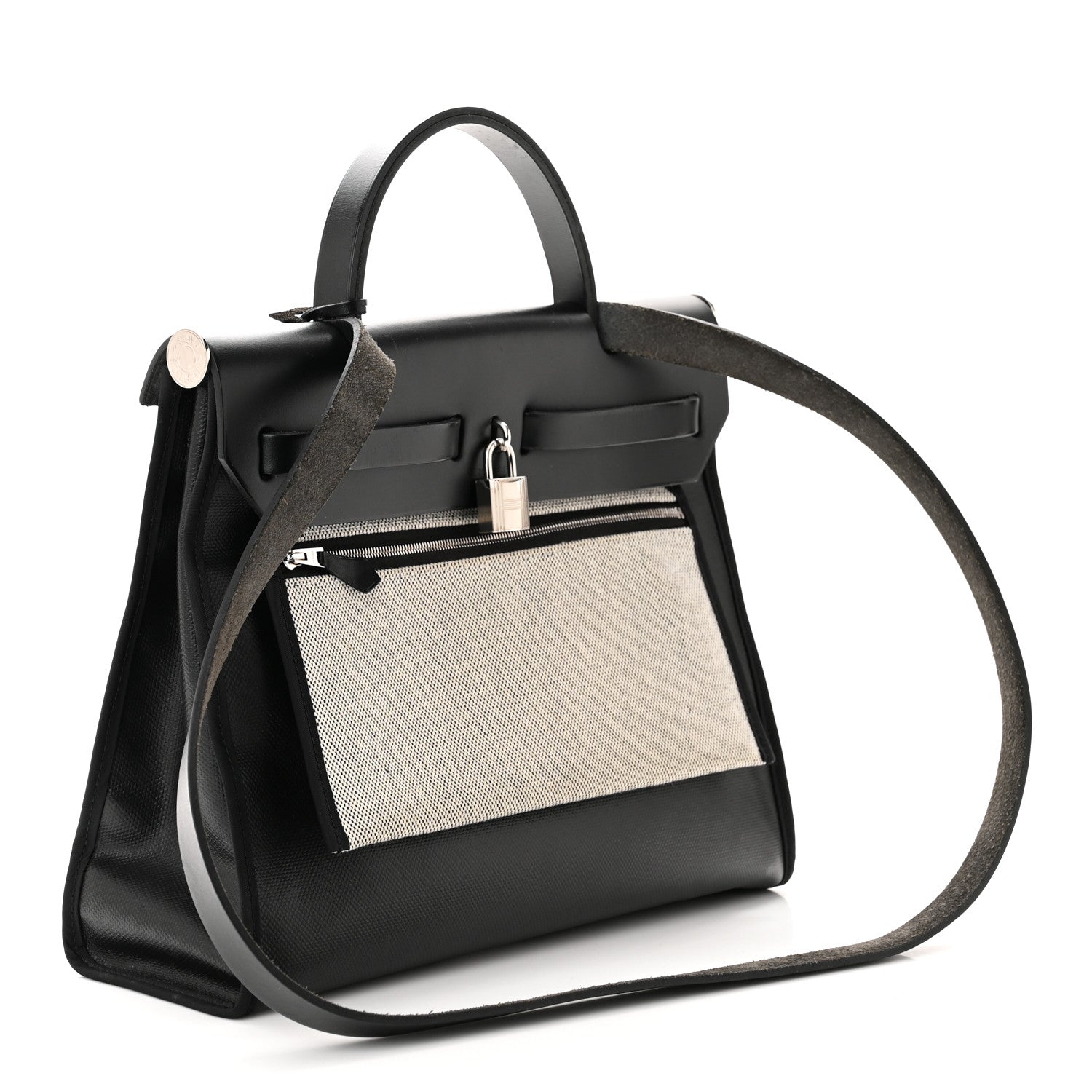 Hermes Toile H Berline Vache Hunter Herbag Zip PM 31 Black Ecru 4 of 15