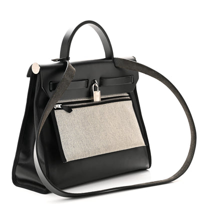Hermes Toile H Berline Vache Hunter Herbag Zip PM 31 Black Ecru 4 of 15