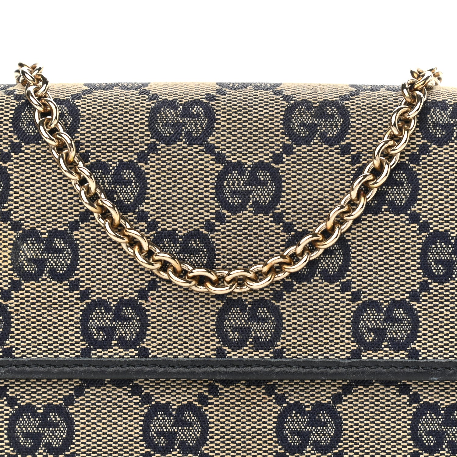 Gucci GG Supreme Monogram Dice Chain Wallet Beige Blue 7 of 10