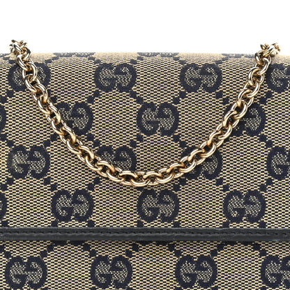 Gucci GG Supreme Monogram Dice Chain Wallet Beige Blue 7 of 10
