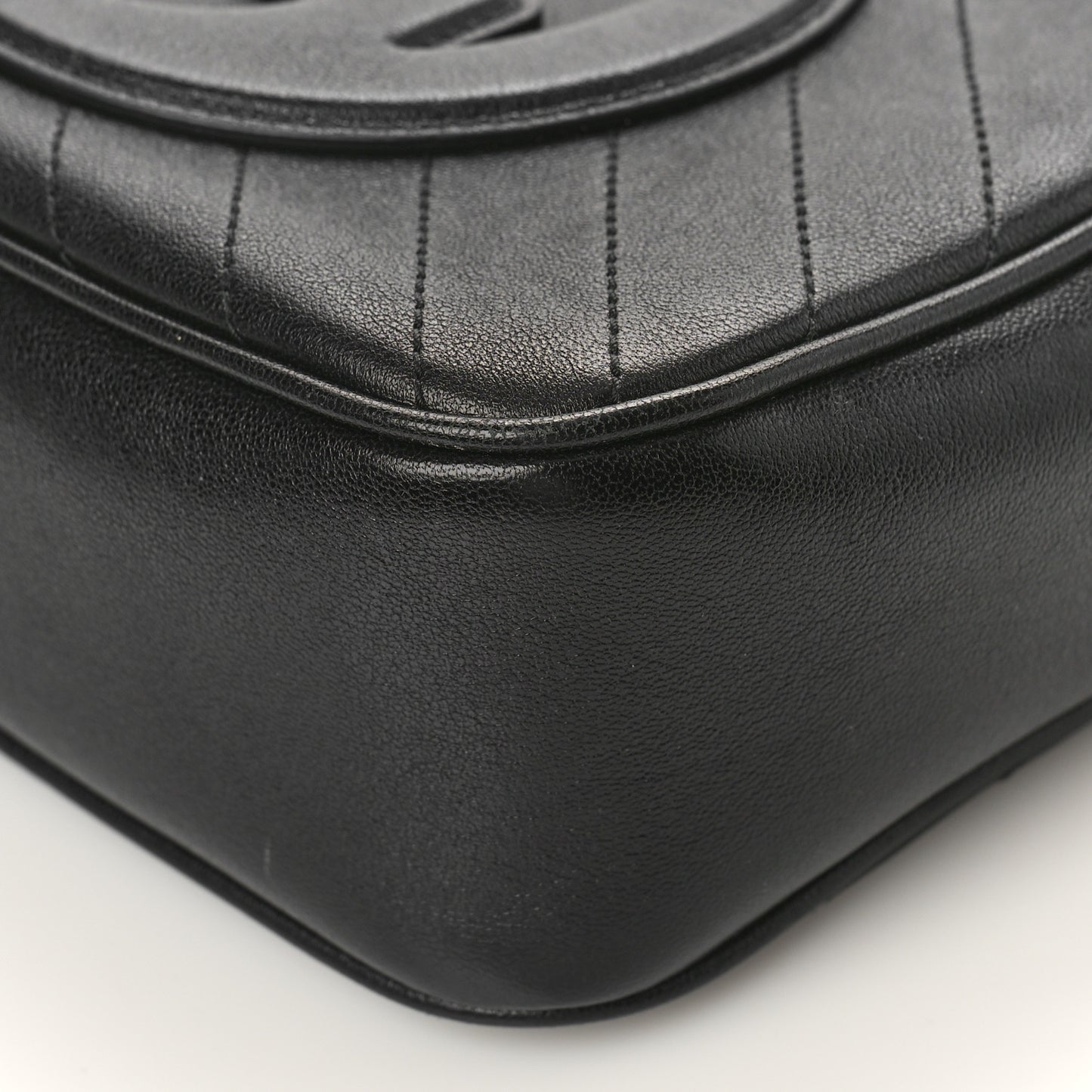 Sakai Be Green Calfskin Diagonal Stitched Small Blondie Shoulder Bag Black