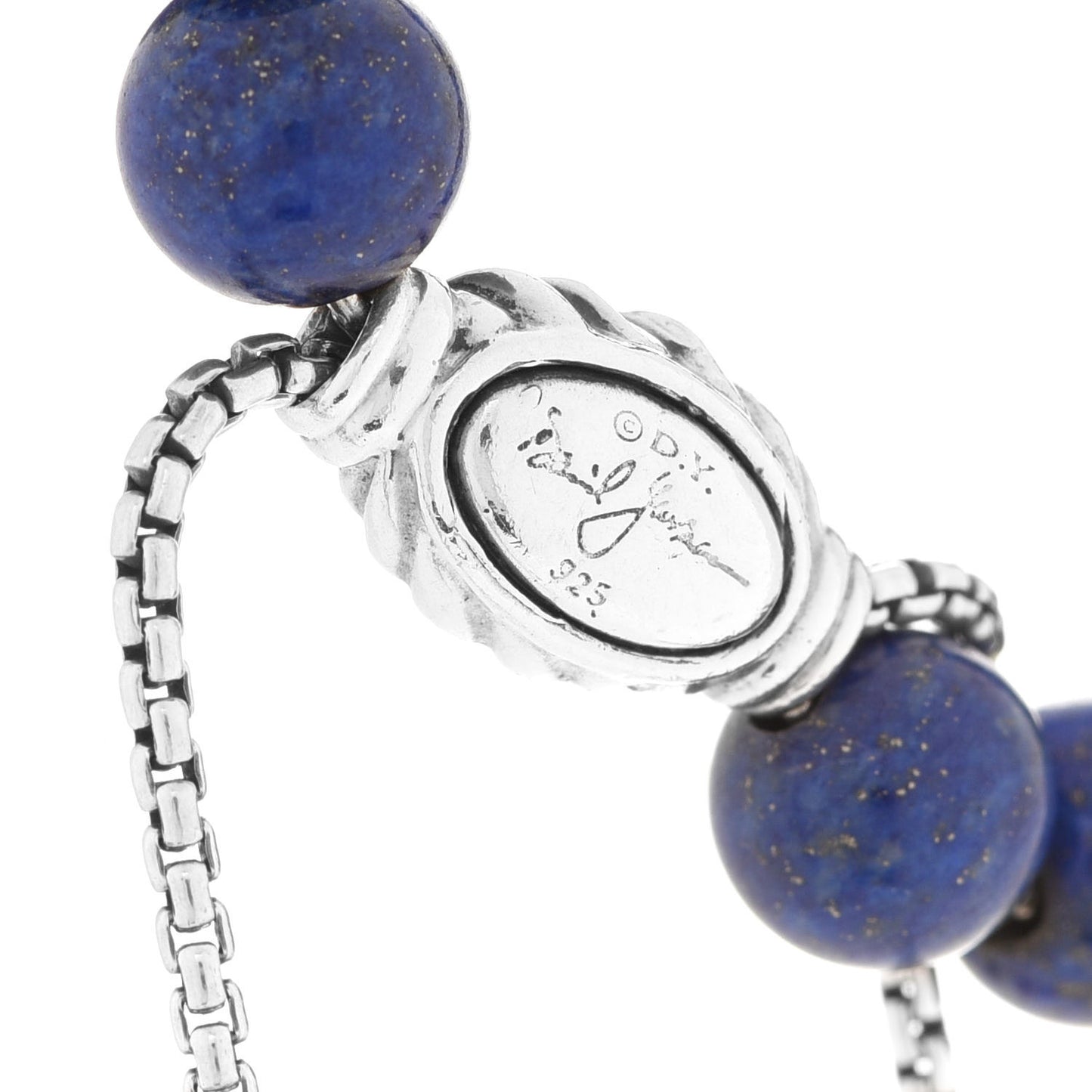 Sterling Silver Lapis Lazuli 8mm Spiritual Beads Adjustable Bracelet