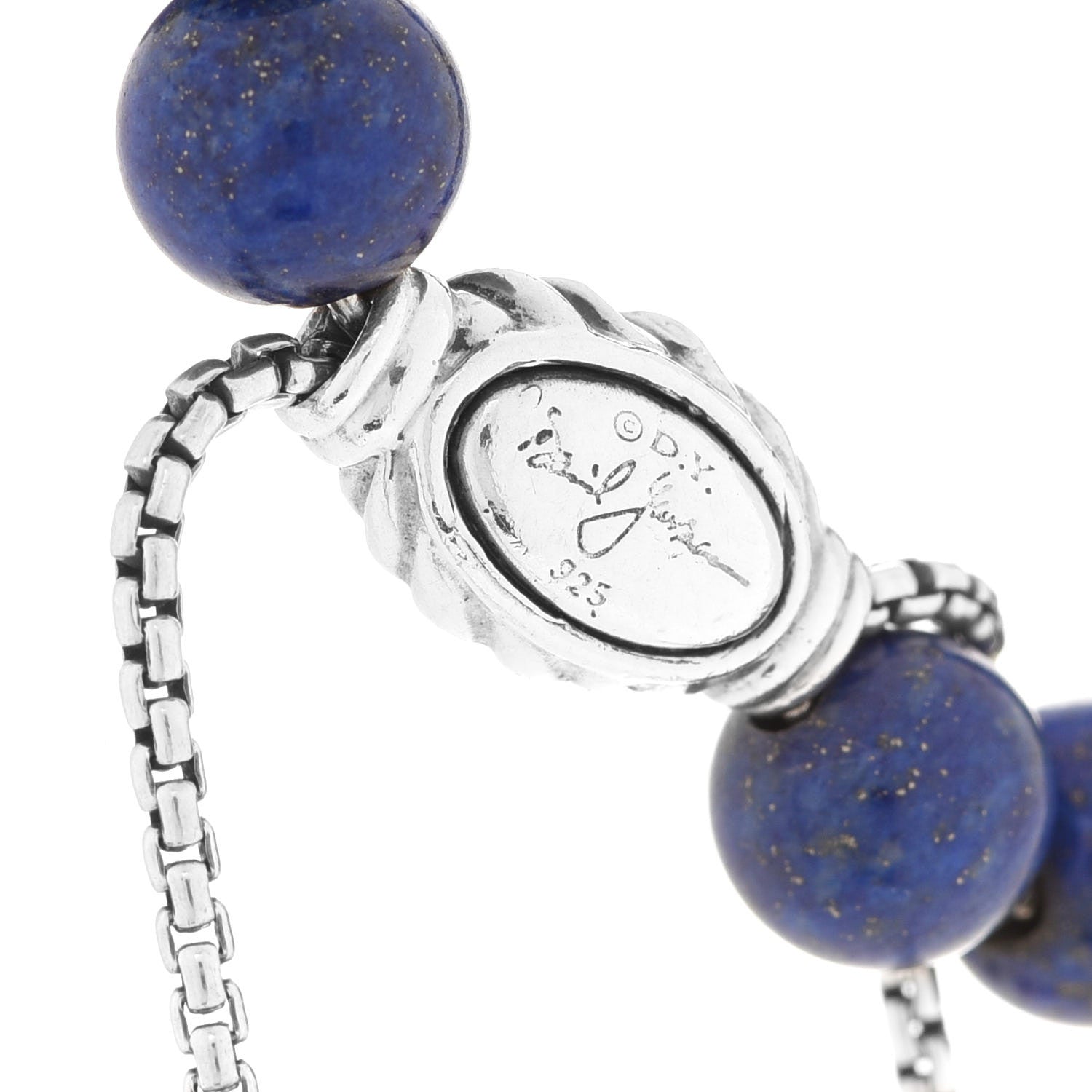 David Yurman Sterling Silver Lapis Lazuli 8mm Spiritual Beads Adjustable Bracelet 4 of 5