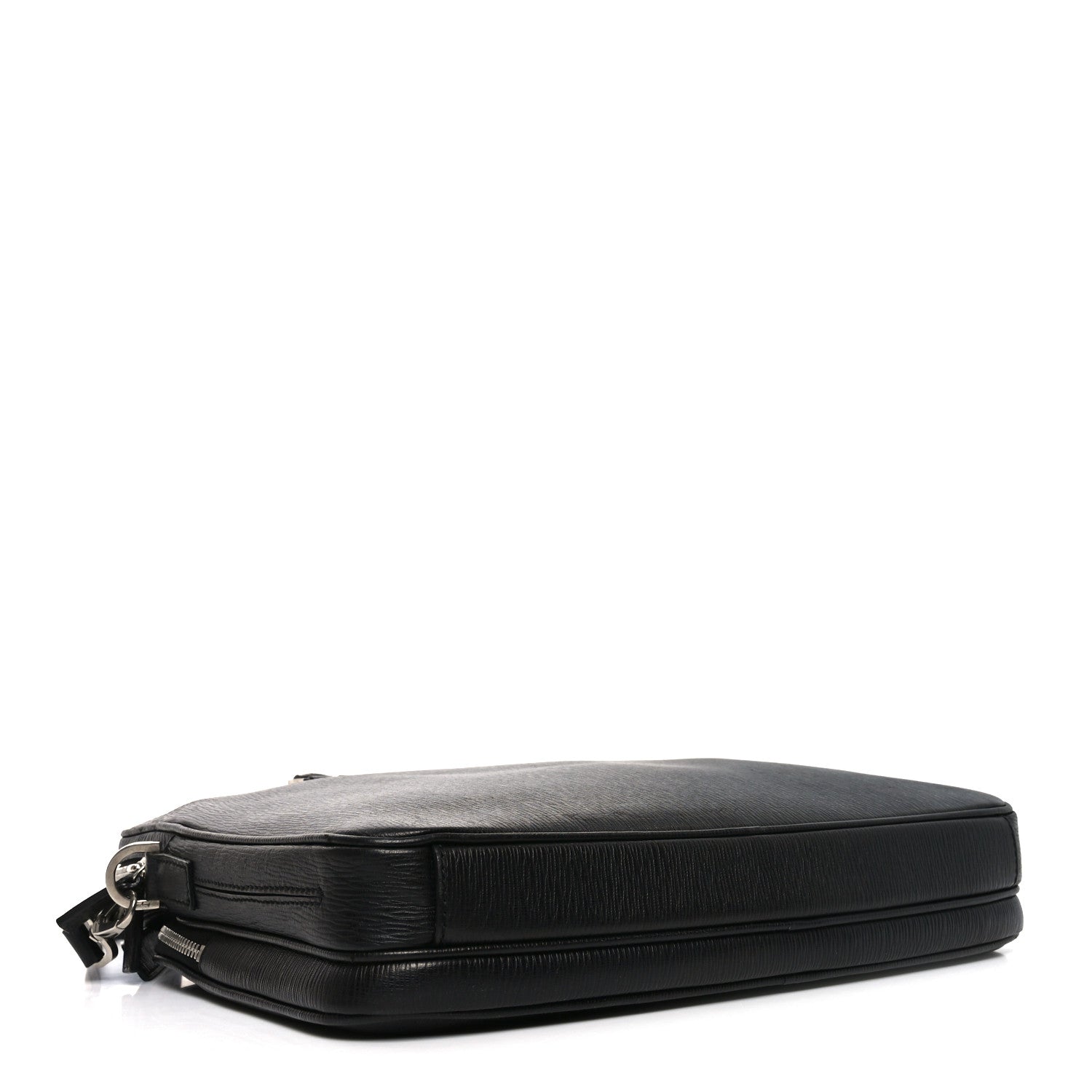 Salvatore Ferragamo ケース ブラック Salvatore Ferragamo Calfskin Zip Around Briefcase Black 1810566