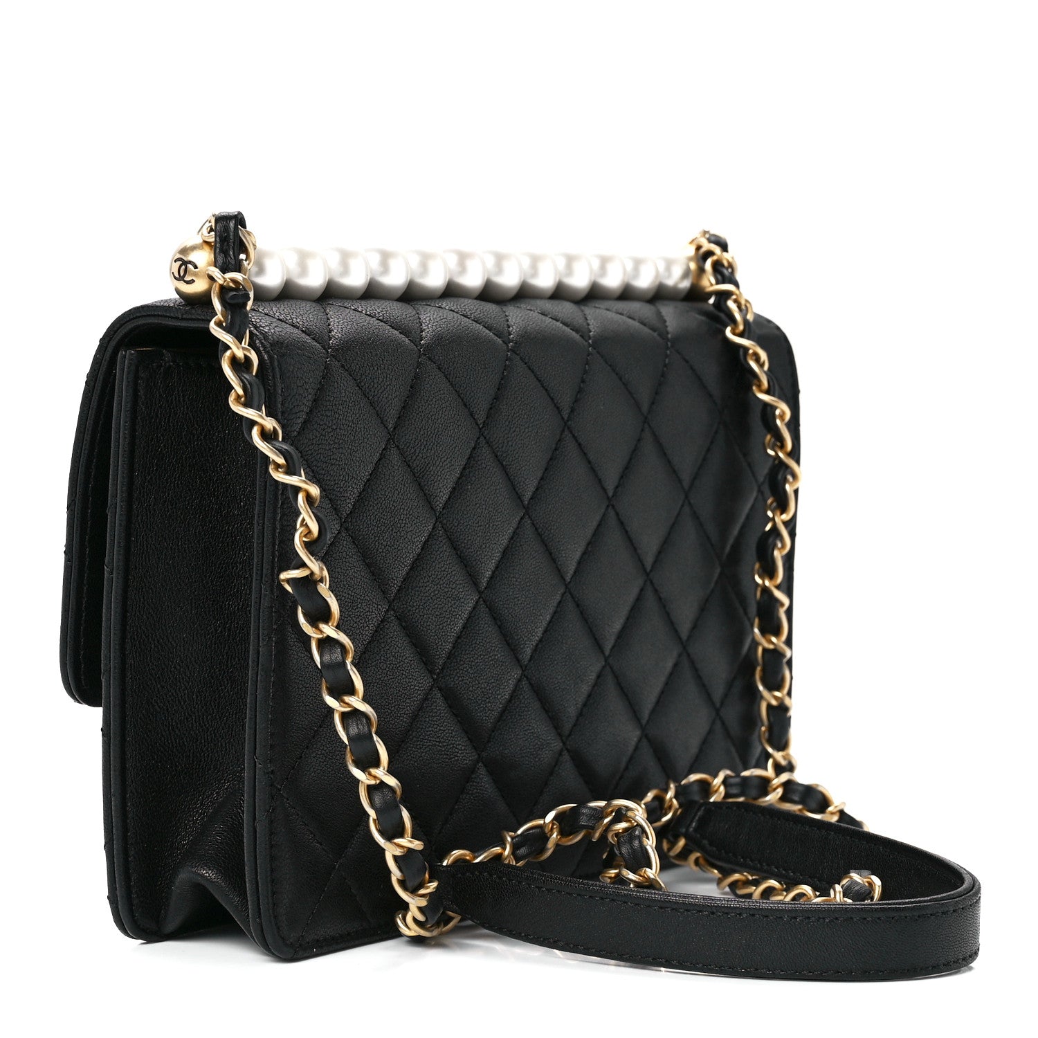 Chanel Lambskin Quilted Small Chic Pearls Flap Black 3 of 12
