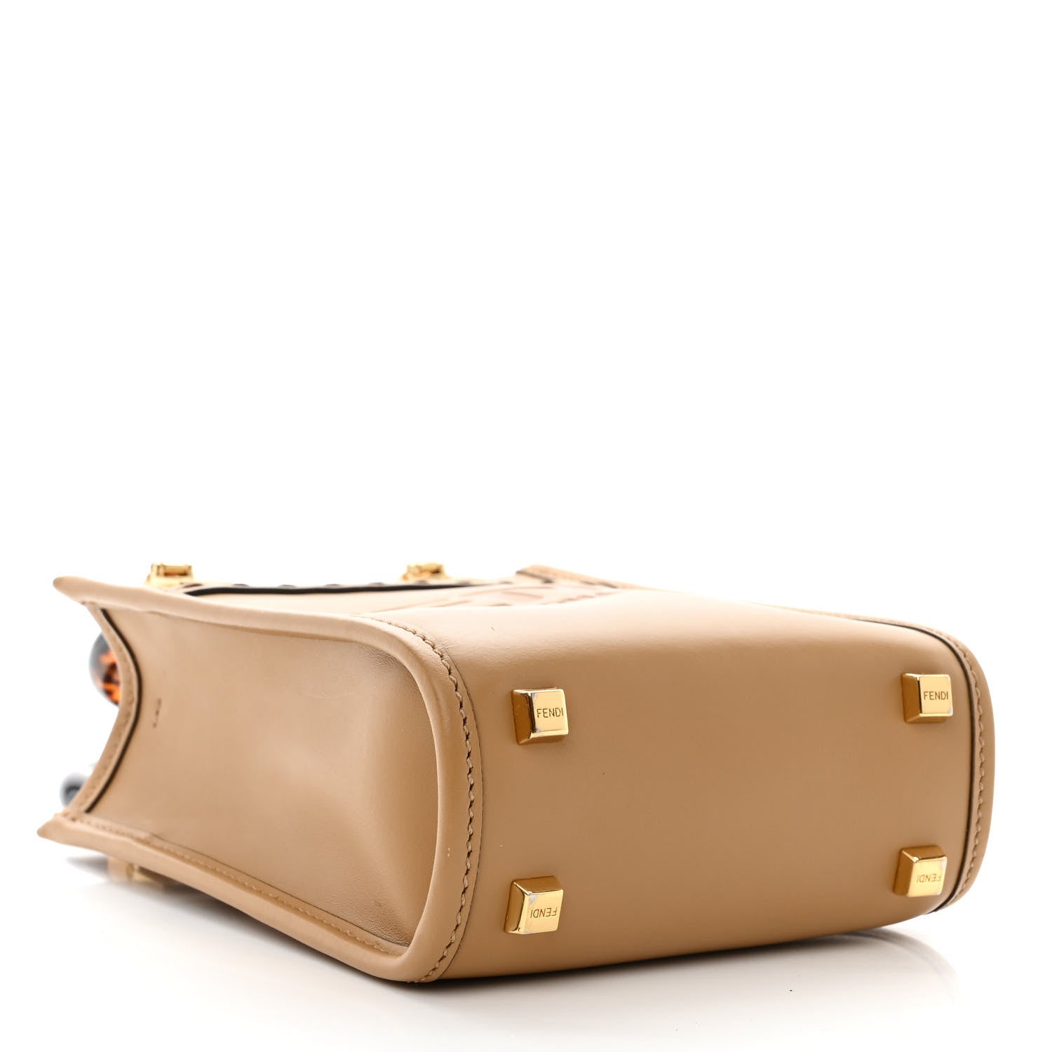 Fendi Vitello King Plexiglass Logo Embossed Mini Fendi Sunshine Shopper Tote Miele Scuro 4 of 13