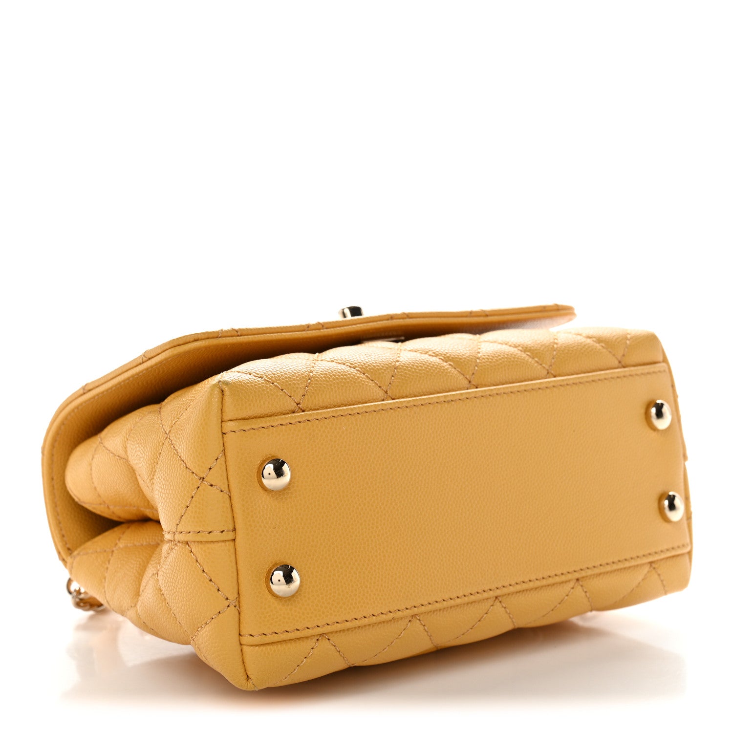 Chanel Caviar Lizard Embossed Quilted Extra Mini Coco Handle Flap Yellow 4 of 10