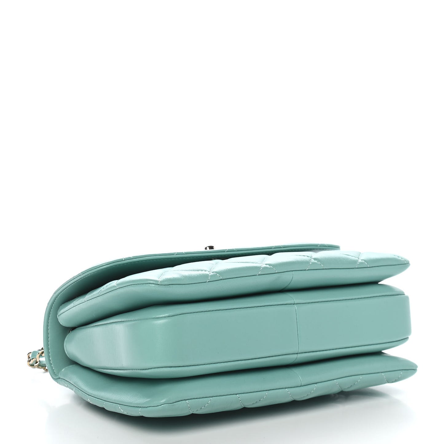 Lambskin Quilted Small Trendy CC Flap Dual Handle Bag Light Green