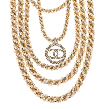 Chanel Pearl CC Long Multistrand Necklace Gold 1 of 6