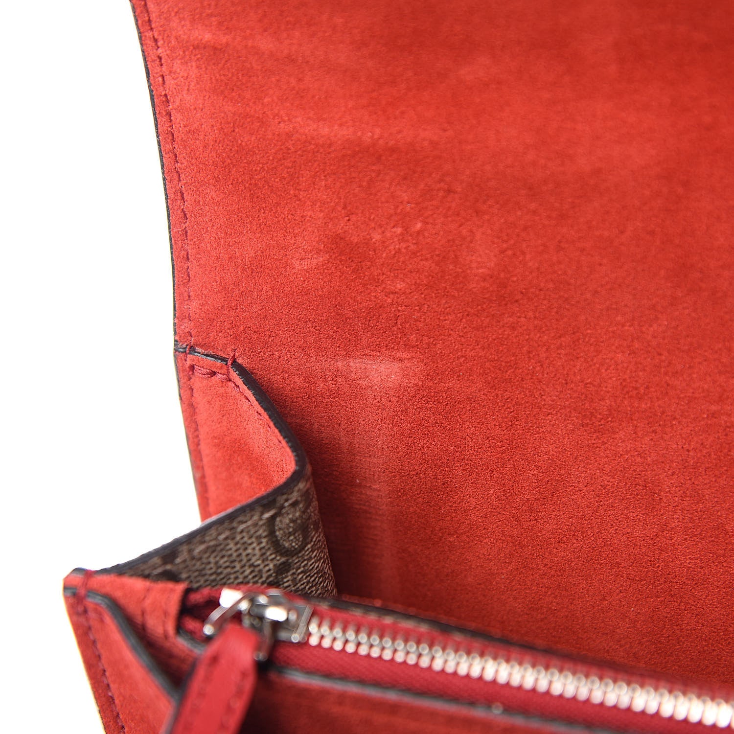 Gucci GG Supreme Monogram Suede Cudu Medium Dionysus Shoulder Bag Beige Ebony Vulcanic Red 8 of 13