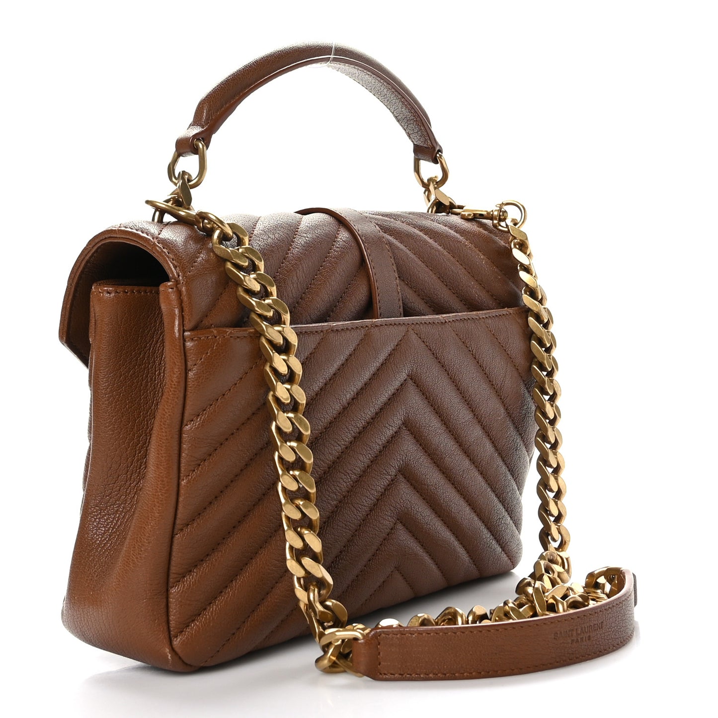 Calfskin Matelasse Chevron Monogram Medium College Bag Brick