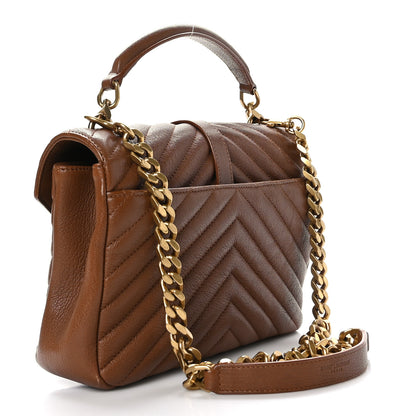 Saint Laurent Calfskin Matelasse Chevron Monogram Medium College Bag Brick 3 of 10