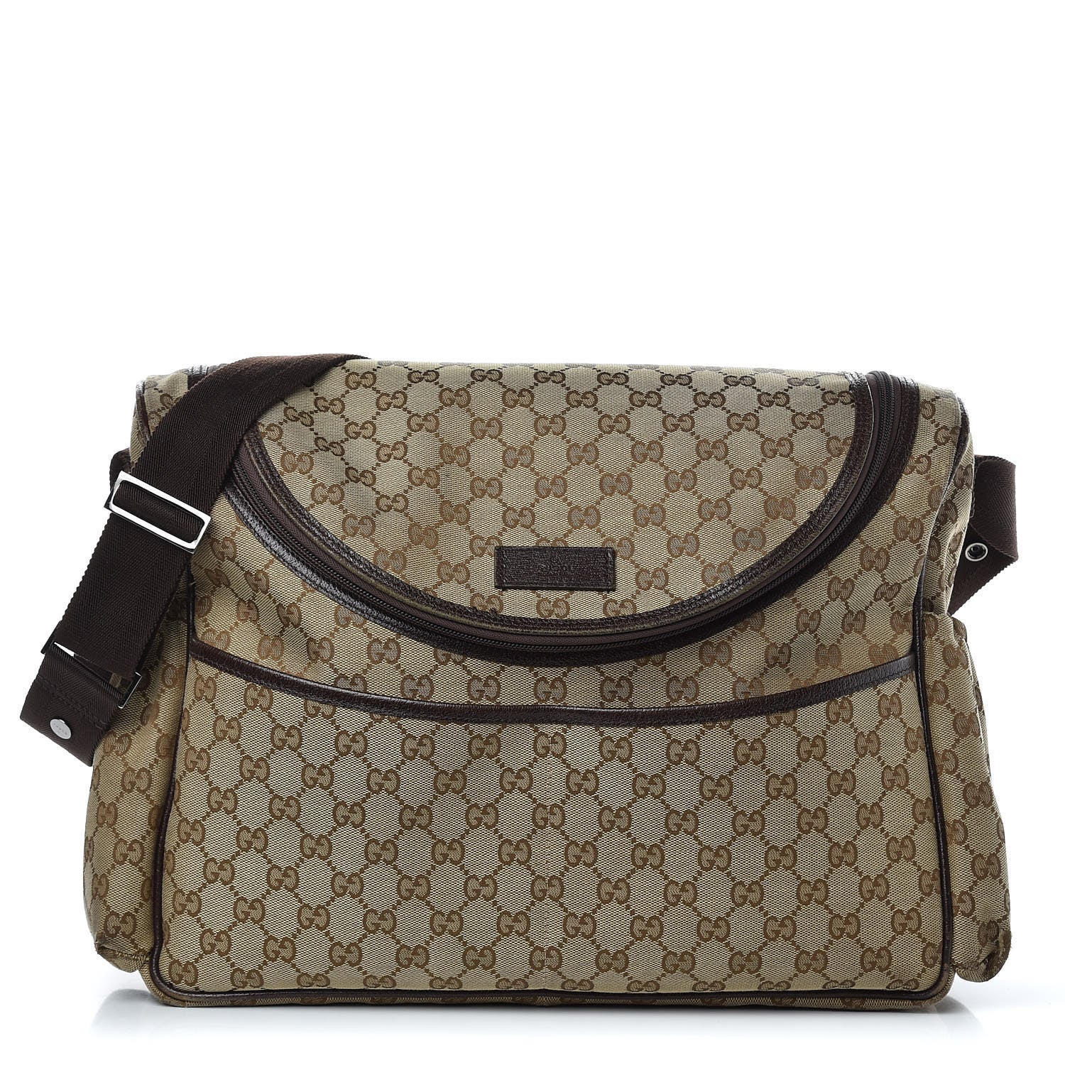 Gucci Monogram Natural Pigskin Large Diaper Bag Beige Ebony Cocoa Dark Chocolate 1 of 18