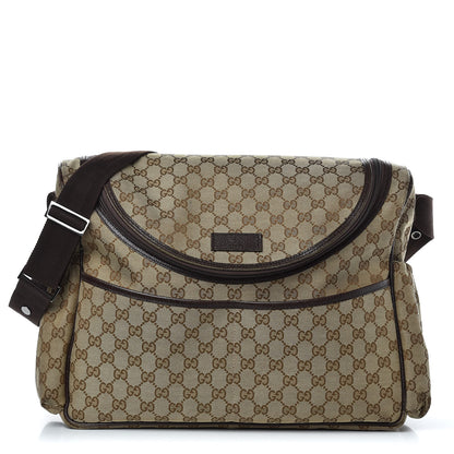Gucci Monogram Natural Pigskin Large Diaper Bag Beige Ebony Cocoa Dark Chocolate 1 of 18