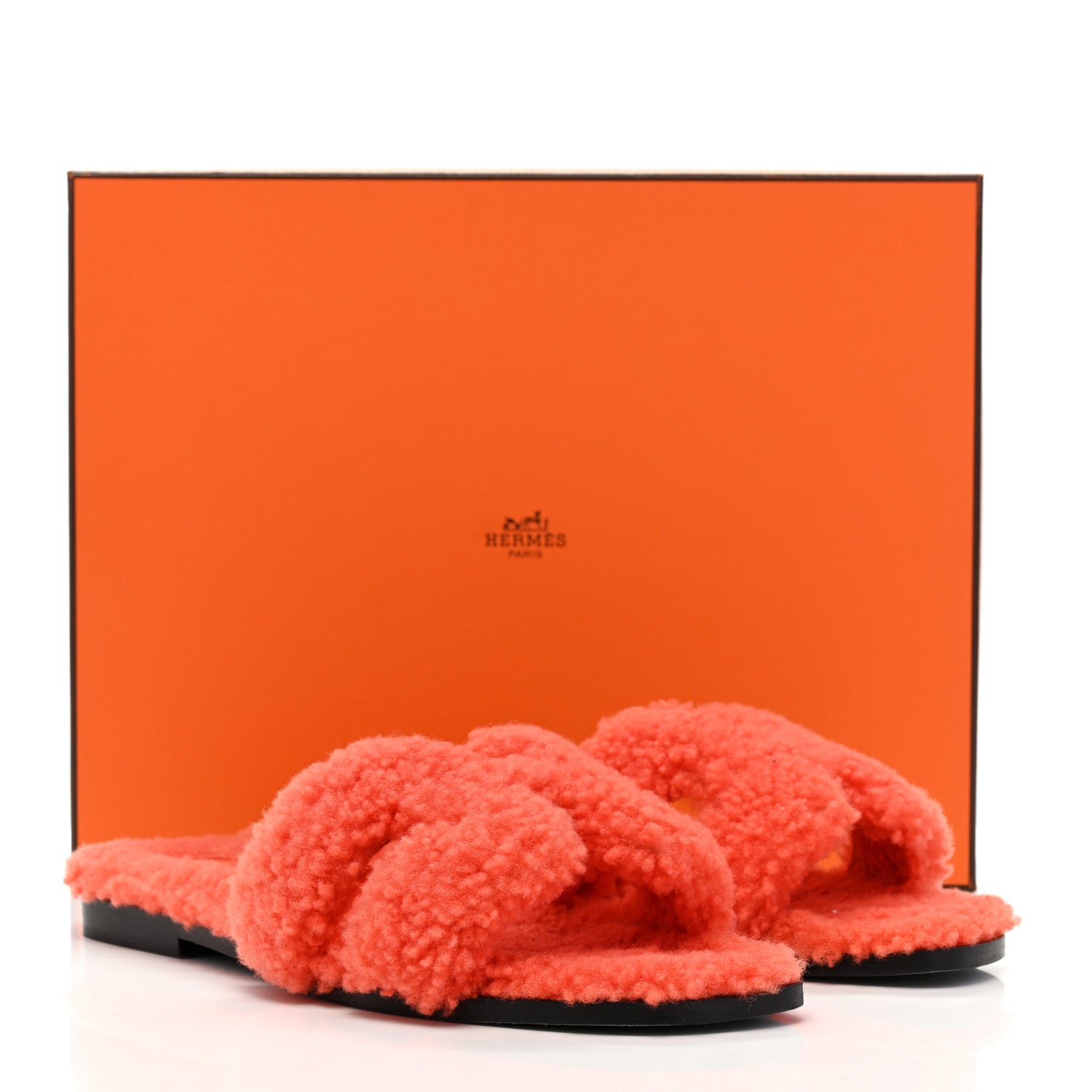 Hermes Woolskin Oran Sandals 39 Orange 8 of 8