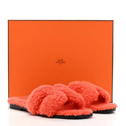 Hermes Woolskin Oran Sandals 39 Orange 8 of 8