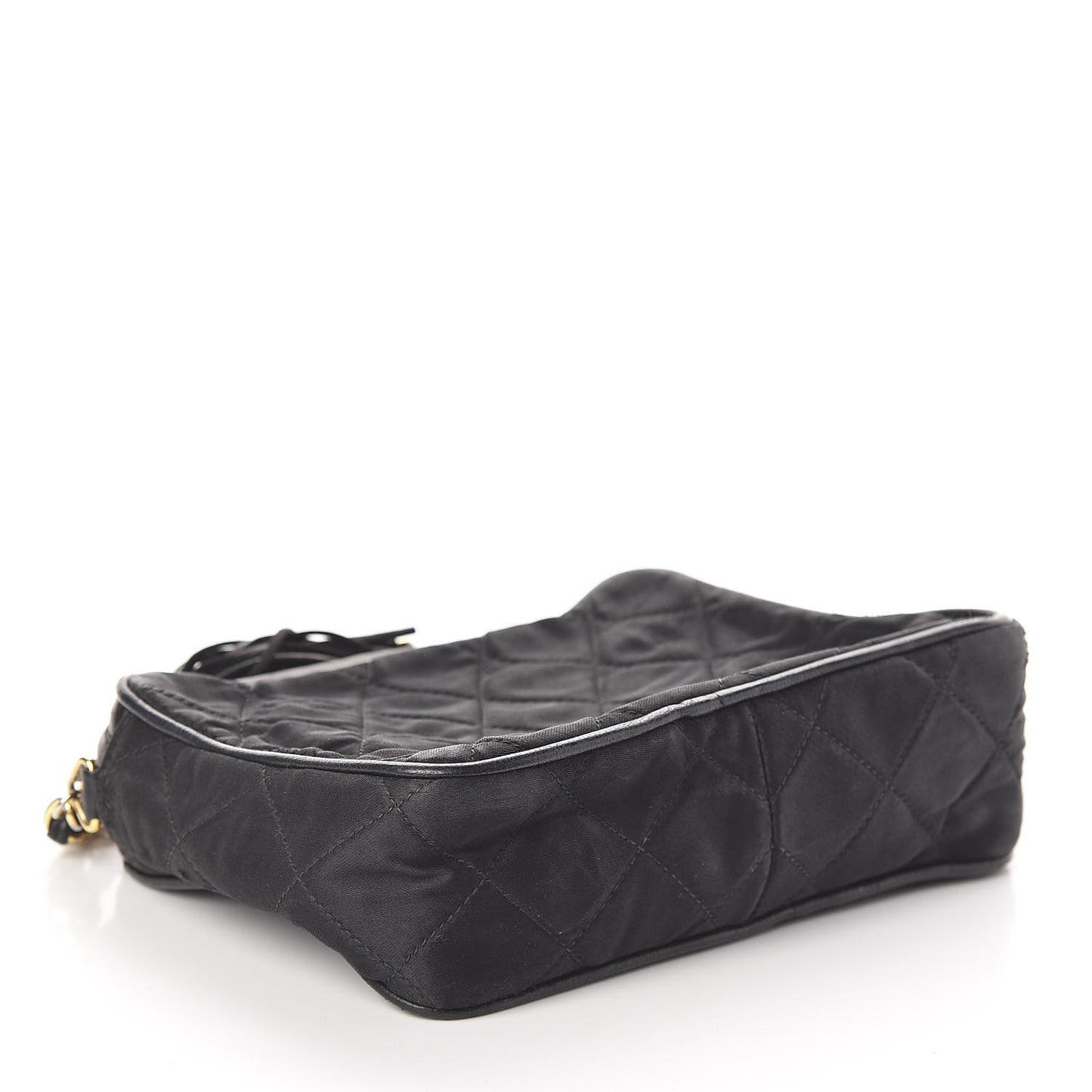 Lambskin Nylon Quilted Tassel Camera Case Black