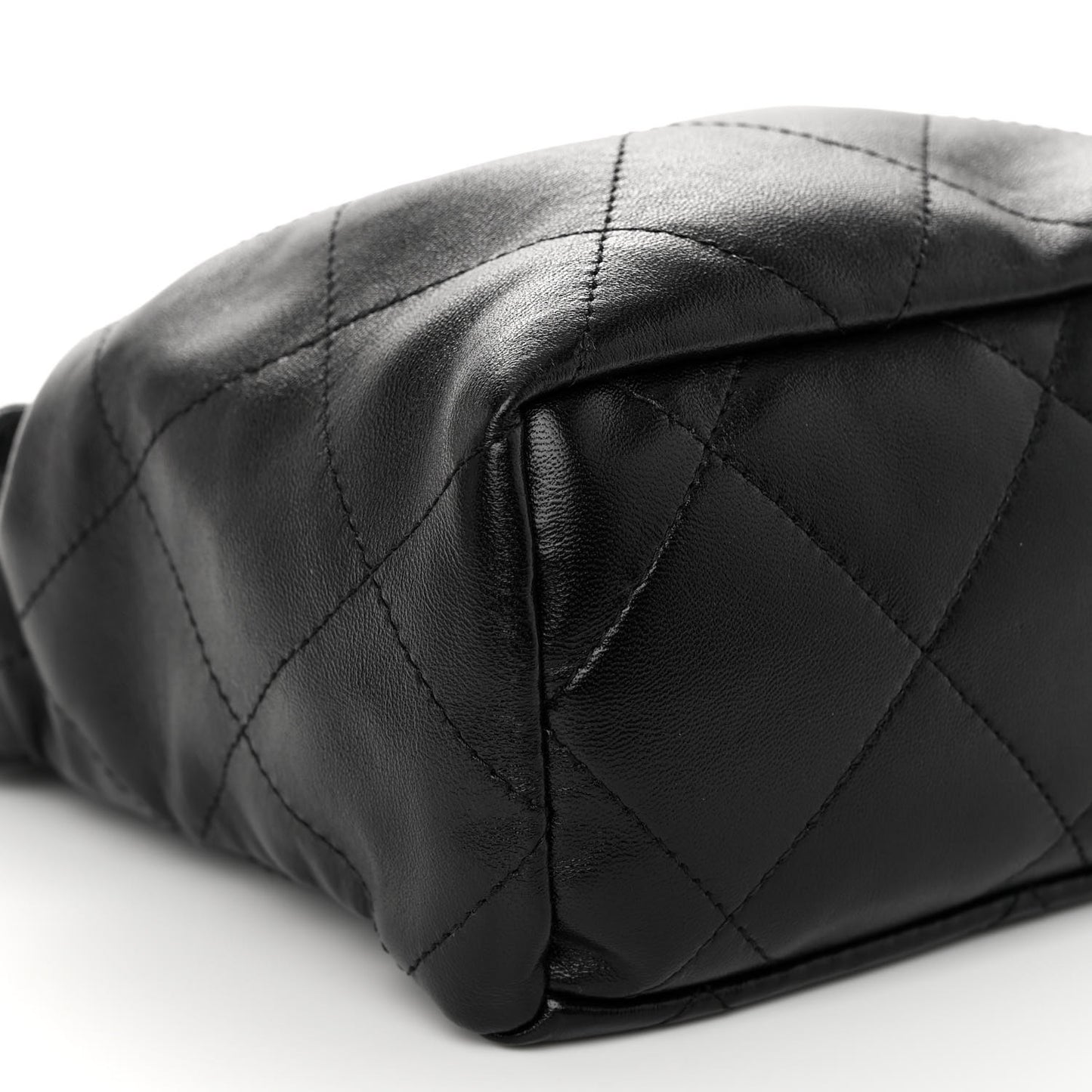 Lambskin Resin Quilted Small Bucket Bag Black