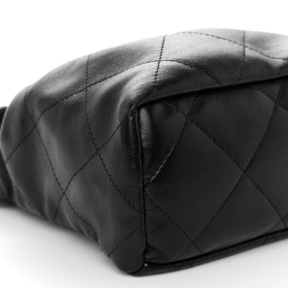 Chanel Lambskin Resin Quilted Small Bucket Bag Black 9 of 10
