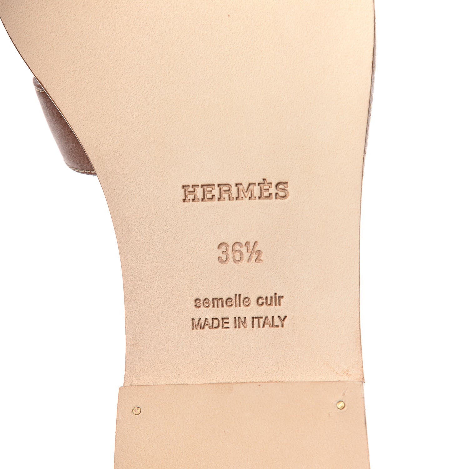 Hermes Box Calfskin Oran Sandals 36.5 Gold 6 of 9