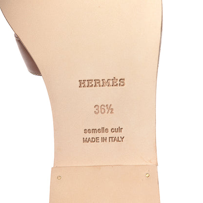 Hermes Box Calfskin Oran Sandals 36.5 Gold 6 of 9