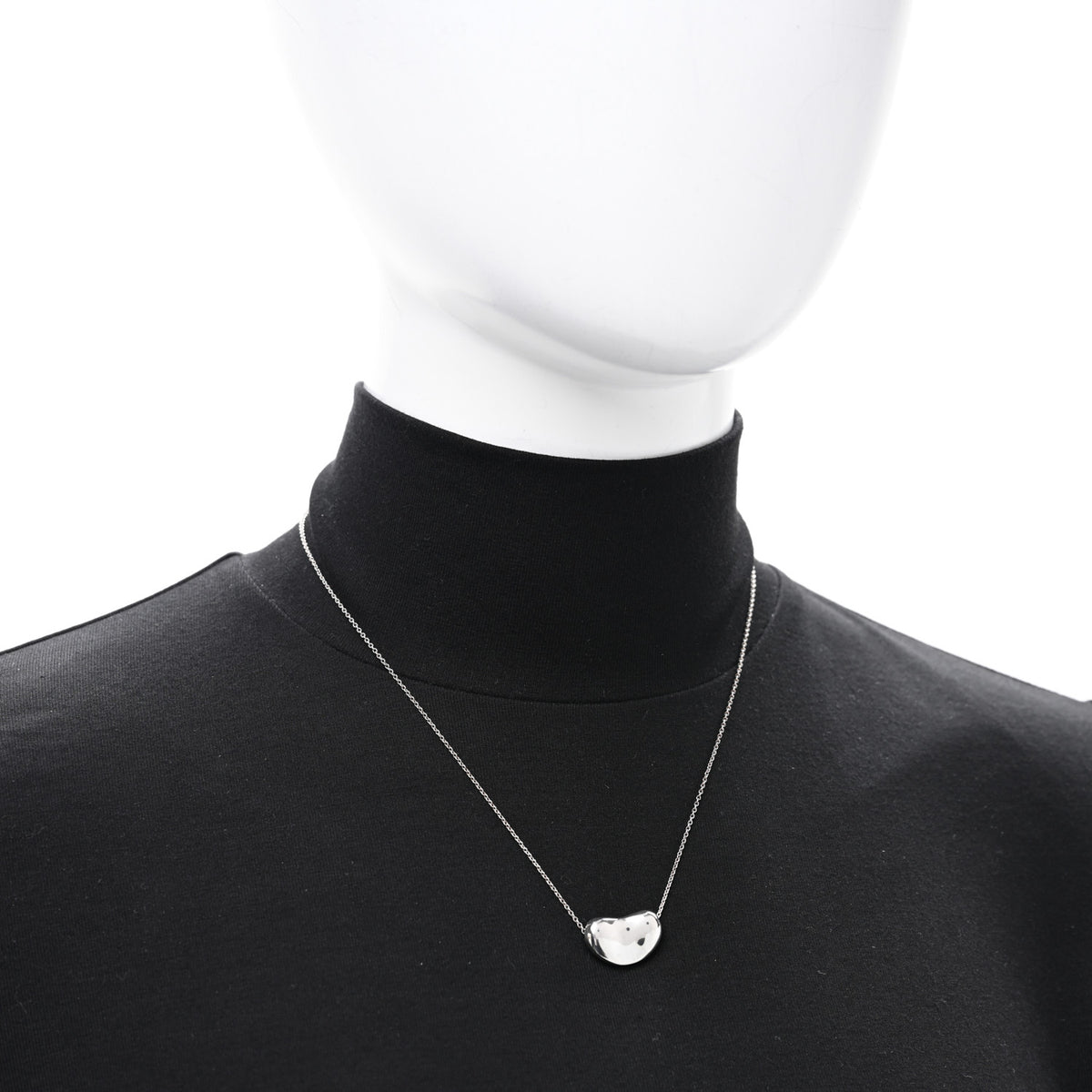 Tiffany Sterling Silver 20mm Elsa Peretti Bean Pendant Necklace 2 of 4