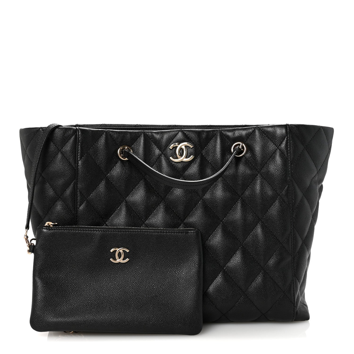 Chanel Caviar Quilted Large CC Shopping Tote Black 3 of 12