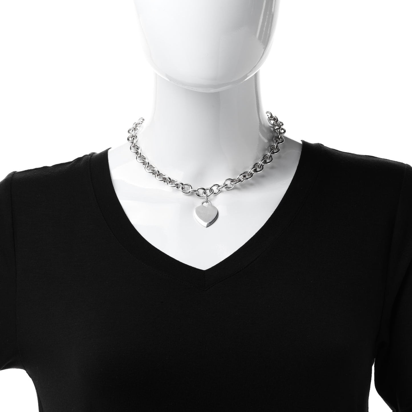 Sterling Silver Heart Tag Necklace