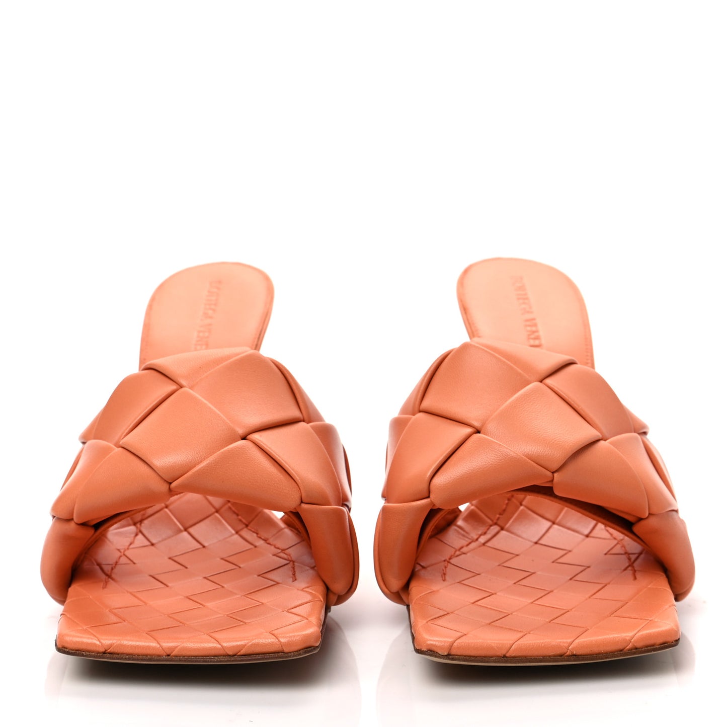 Nappa Maxi Intrecciato Lido Mule Sandals 40 Papaya