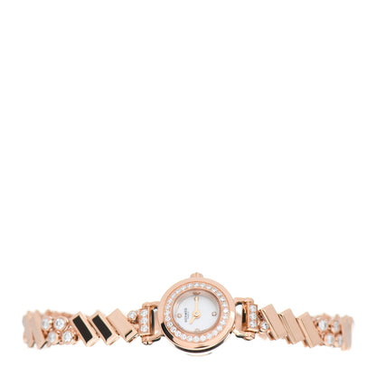 Hermes 18K Rose Gold Diamond Mother of Pearl 16mm Faubourg Polka Quartz Watch 2 of 5