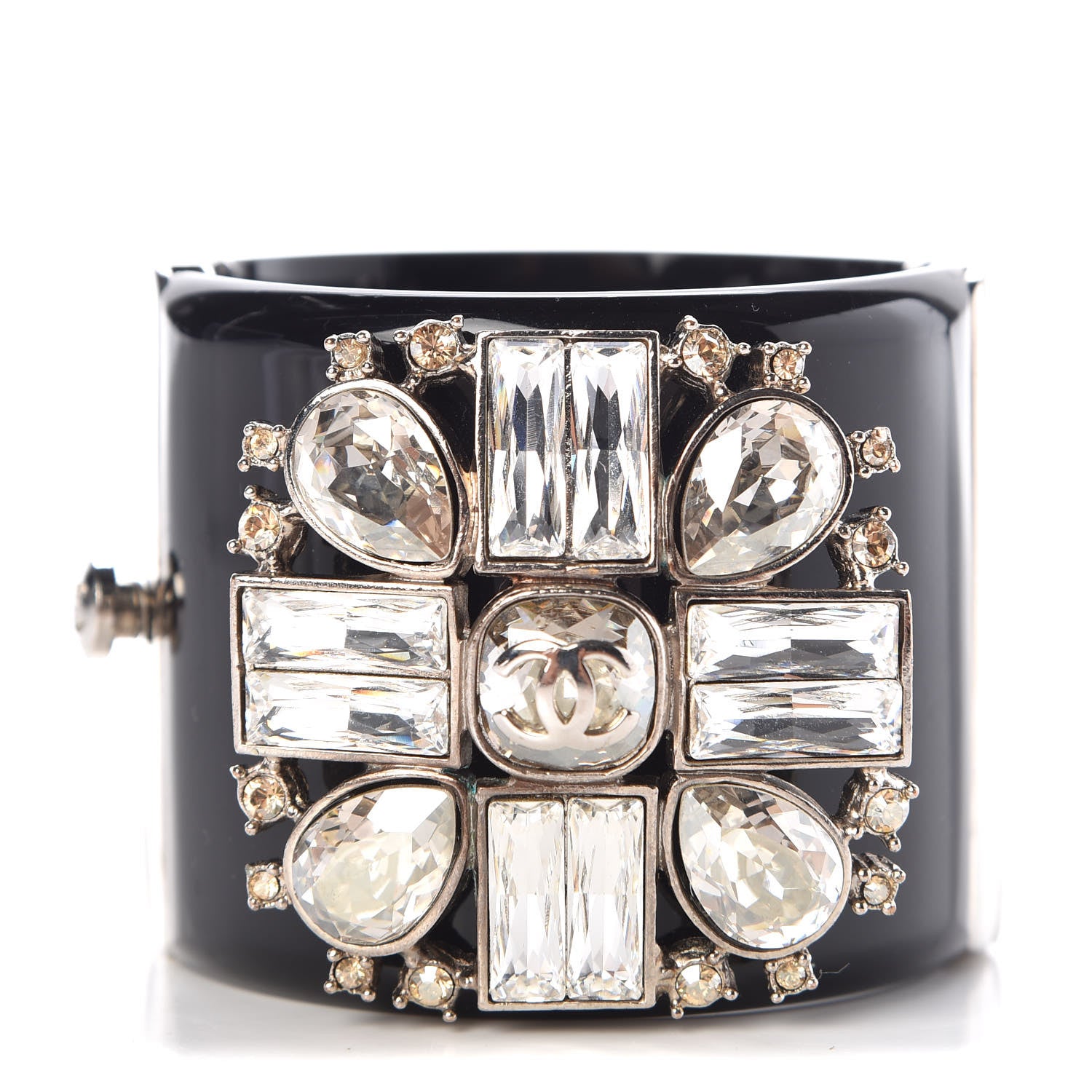 Chanel Resin Crystal CC Cuff Black 1 of 5
