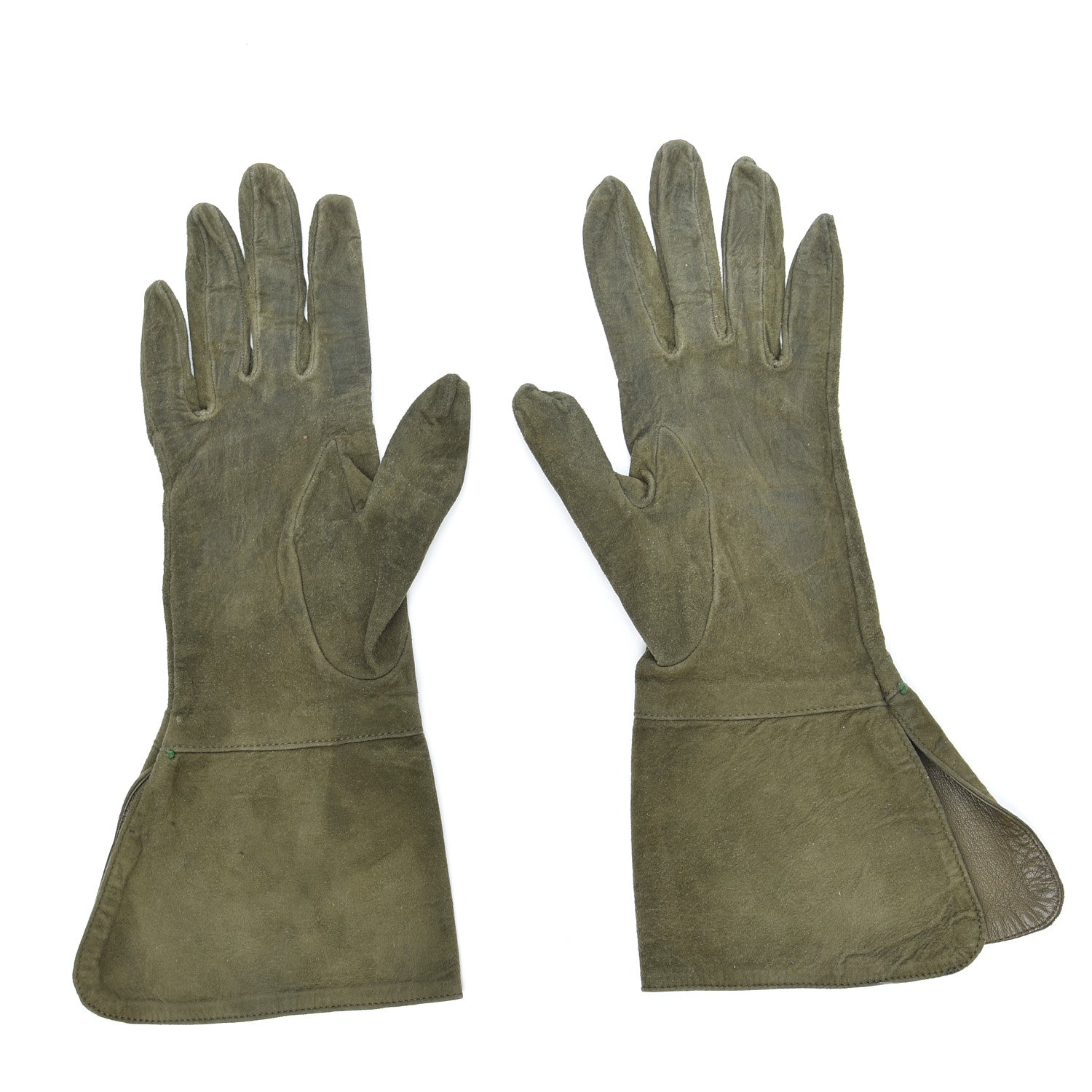 Chanel Suede Goatskin CC Gloves 7 Green 3 of 5