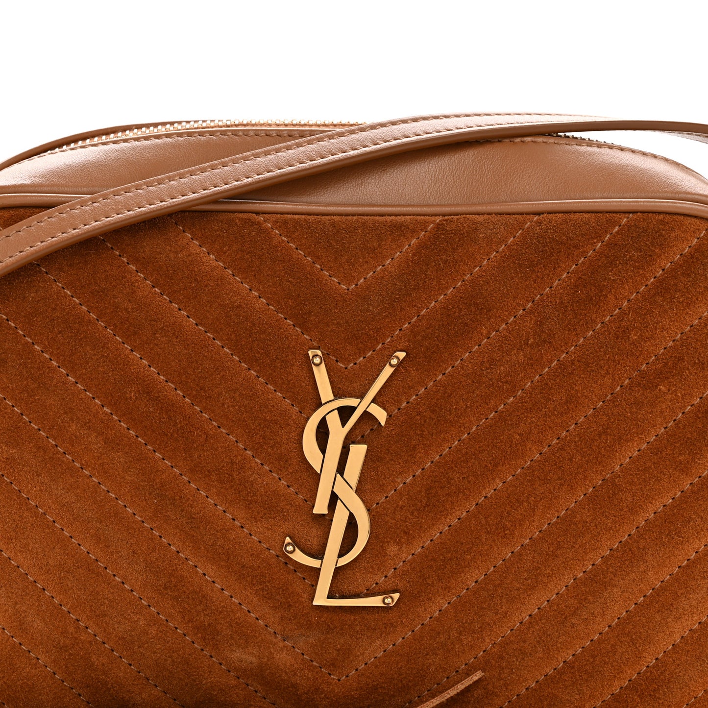 Suede Matelasse Monogram Lou Camera Bag Cinnamon