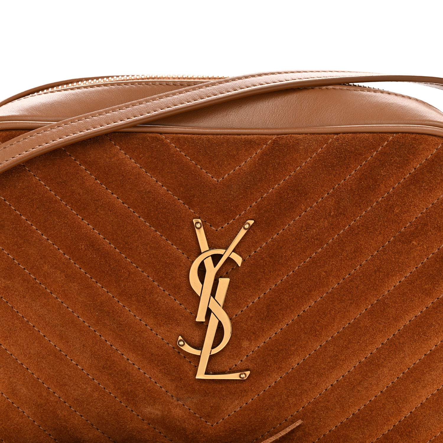 Saint Laurent Suede Matelasse Monogram Lou Camera Bag Cinnamon 8 of 11